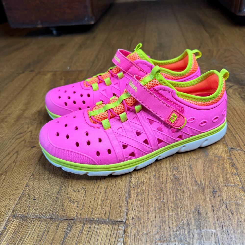 STRIDE RITE Phibian M2P Big Kids Sz 3 Pink Yellow Rubber Sneakers Water Shoes